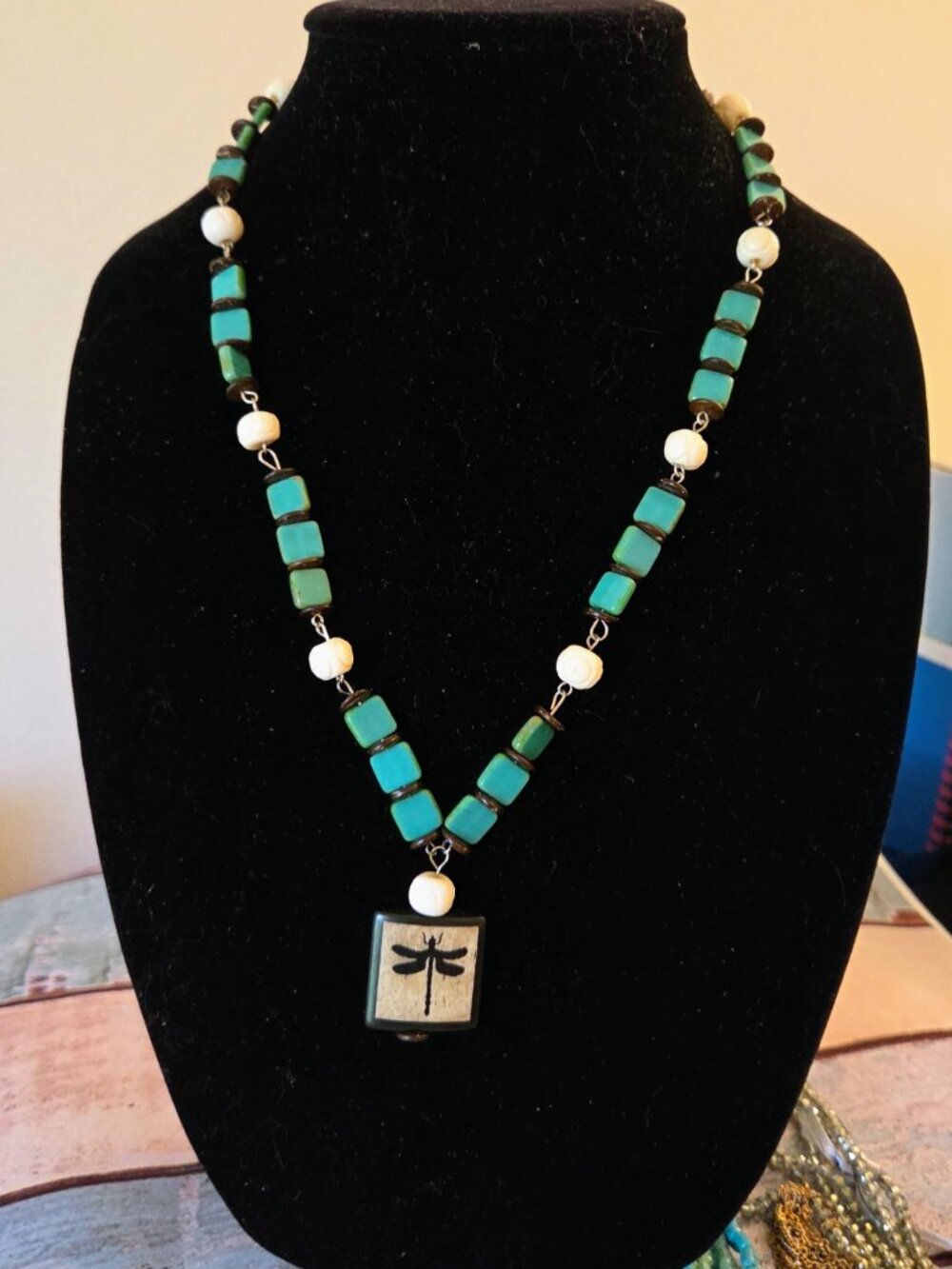 x3 Set ~ Vintage Costume Handmade Necklace Dragonfly Earrings Green x2 Earrings